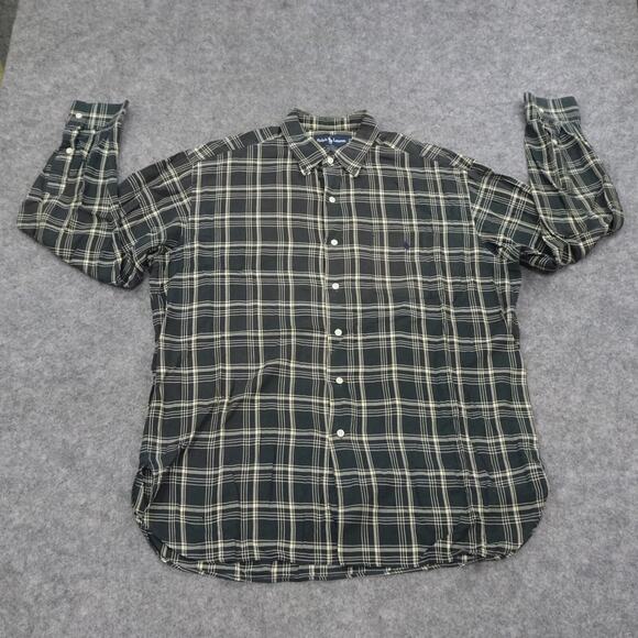 Polo Ralph Lauren Other - Vintage Polo Ralph Lauren Button Up Shirt Mens Large Black Regular Fit Plaid